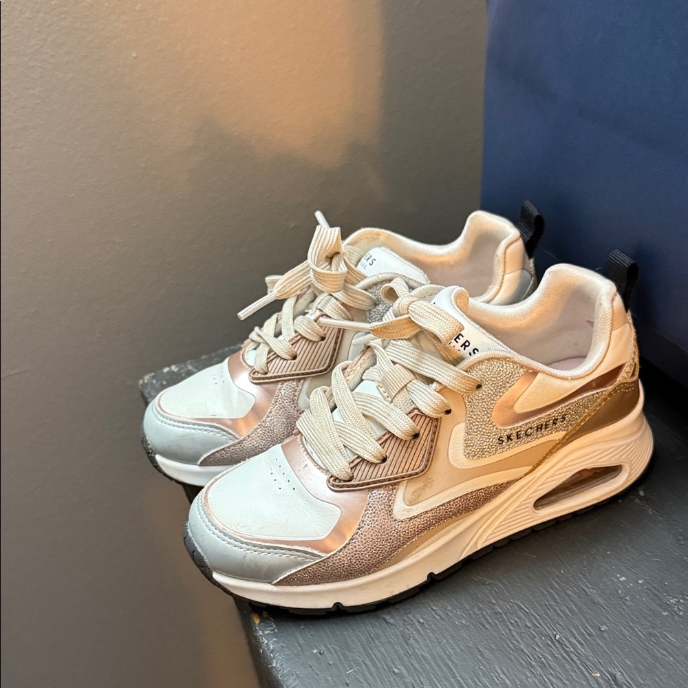 Skechers Kids' Cream and Gold Sneakers